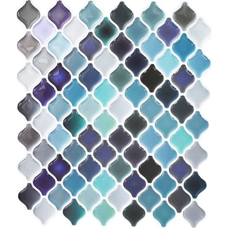 Papier Peint Carrelage Autocollant Bleu Violet 25 x21 cm Style (1/4)