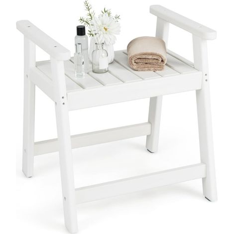Panca da doccia con braccioli 58 x 52 x 61,5 cm seduta comoda design moderno HDPE bianco 200018798