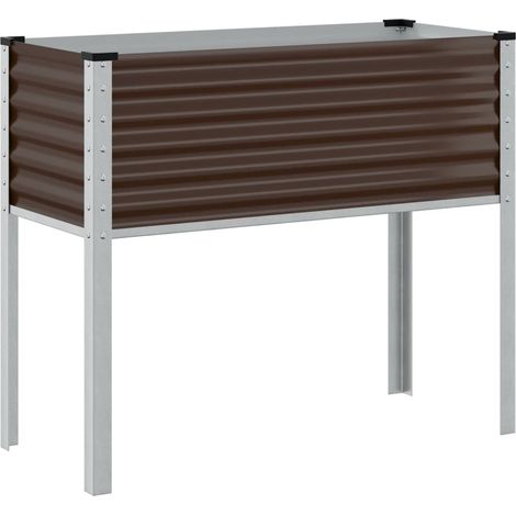 Macetero bancal elevado plantas flores terraza jardín 100 x 41 x 90 cm marrón acero 020037273 (1/5)