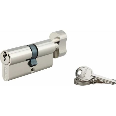 Cylindre de serrure à bouton SA 35Bx30mm – Mécanisme 5 goupilles – Panneton anti-arrachement – 3 clés en acier nickelé (1/3)