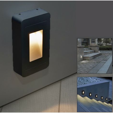 Faretto segnapassi esterno IP65 LED 12W scale giardino Nero Luce CALDA 3000K (1/4)