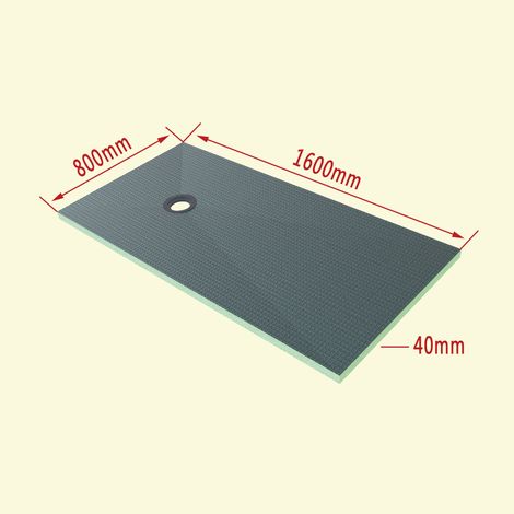 Ducha Casa 1600x800x40mm, Tablero XPS Listo para Azulejo, Función como el plato de ducha, Panel de Construcción de poliestireno extruido