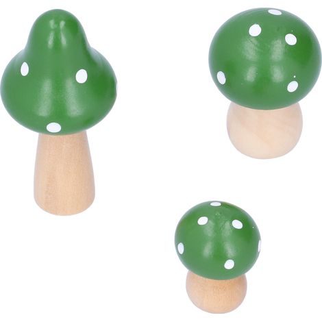 3 Pièces Décorations de Bureau Champignon en Bois Créatif pour Maison et Bureau