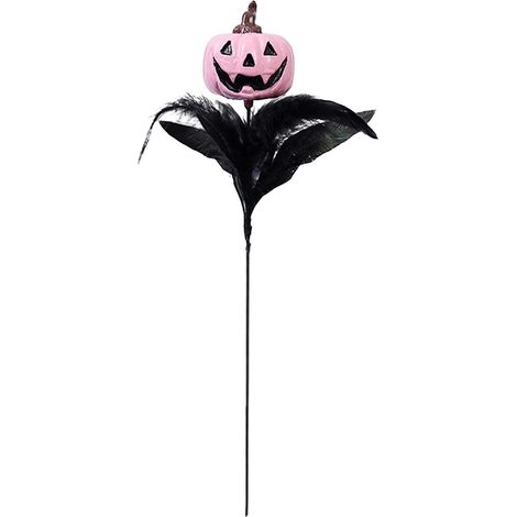 Bouquet Halloween - Citrouille Et Crâne En Plastique Avec Plumes - Décoration Festive Pour Intérieur Et Table - 45 cm - 1 Pièce (1/5)