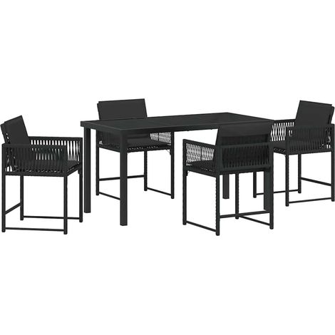 Ensemble de salle à manger pour jardin 5 pcs Mobilier de jardin Noir polyrotin (1/5)