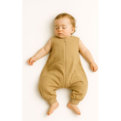 Saco de dormir de muselina para niños con piernas L 9-24 meses verano TOG 1.0 - camel (1/5)