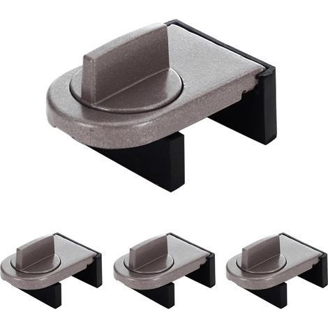 4 Pièces Verrou Baie Coulissante, Serrure Butée Réglable, Serrure de Sécurité pour Fenêtre, Bloque Fenetre Coulissante, Sans Perceuse, pour Portes et Fenêtres Coulissantes (Marron) (1/5)