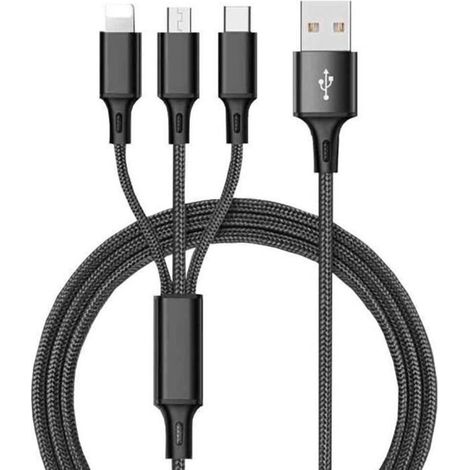 3 en 1 Multi Type Câble C Micro USB Data Sync Charge pour iPhone Android Nouveau 1 pc (1/4)