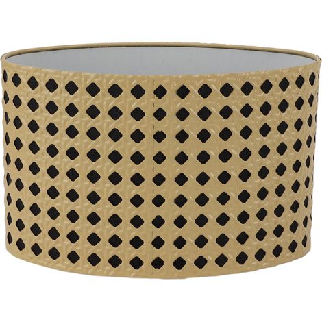 Ortviai Abat-jour ovale en métal ajouré avec doublure jaune et noire – compatible E14/E27, 23 x 14,5 cm (1/5)