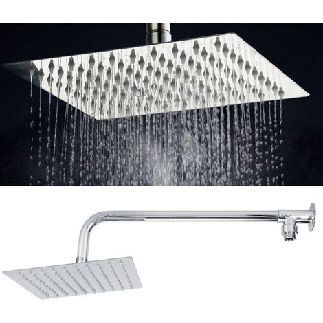 G1/2in Stainless Steel Wall Thread 8in Rain Shower Head Top Spray Shower Head Bathroom Accessories Shower Head Set (1/5)