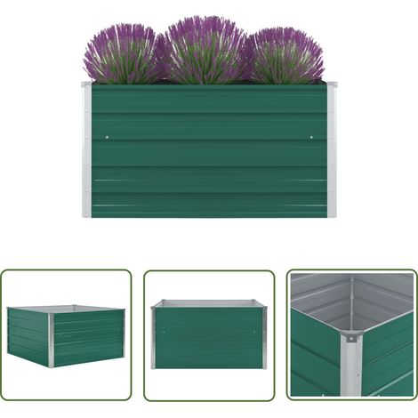 The Living Store Hochbeet 100 x 100 x 45 cm Verzinkter Stahl Grün - Hochbeet - Gartenmöbel - Balkonpflanzen - Gemüsegarten - Stahltanks (1/5)