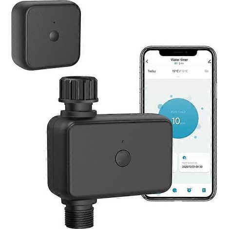 Système d'arrosage automatique intelligent pour jardin avec vanne d'eau, programmateur d'arrosage intelligent, irrigation goutte à goutte automatique Wi-Fi, sans prise. (1/4)