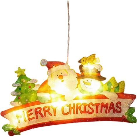 Guirlande Lumineuse LED Pour Fenêtre - Motif Noël 3D Flocon De Neige Bonhomme De Neige Cloche Étoile - Alimentation USB Ou Piles AAA - 113 LED Blanc Chaud - Mode Fixe Et Clignotant (1/5)