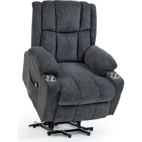 Sillón eléctrico reclinable con ayuda para levantarse, masaje y calor, gris oscuro (1/5)