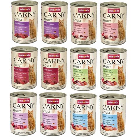 Cibo umido per gatti ANIMONDA Carny Adult Cat, mix di 6 gusti, 12 x 400 g