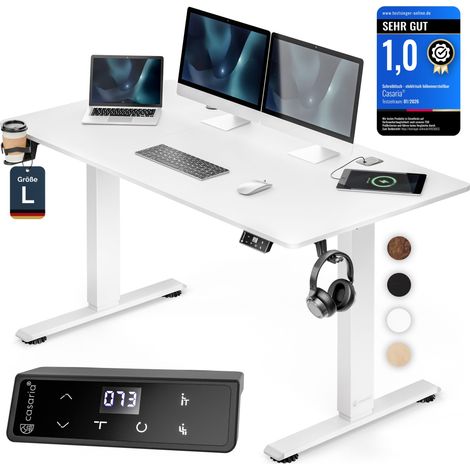 CASARIA® Scrivania Elettrica 120 x 60 cm Ergonomica Regolabile L, White (en)