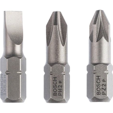 BOSCH 2607001766 - Set di 3 punte per cacciavite LS + PH2 + PZ2 25 mm (1/4)