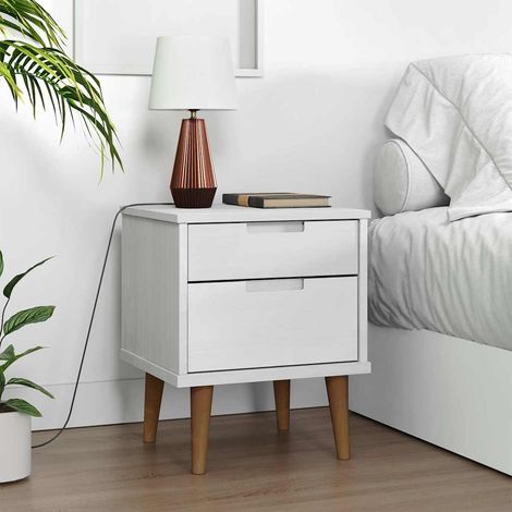 Bedside Cabinet "MOLDE" White 40x35x48 cm Solid Wood Pine vidaXL (1/5)