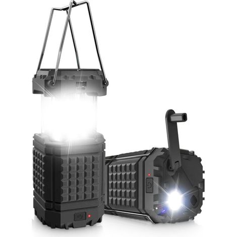 Solar-LED-Campingleuchte, wiederaufladbare solarbetriebene Laterne, batteriebetriebene LED für Stromausfälle, tragbare wasserdichte Campingleuchte, für Camping, Hurrikan, Wandern, Notfall (1/4)