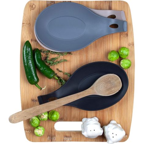Dessous de plat en silicone pour cuillère à soupe  3 couleurs : noir, gris foncé, gris clair