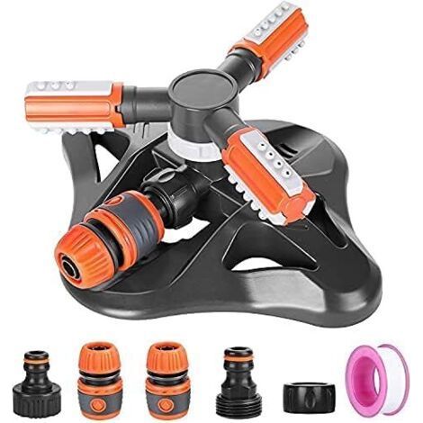 Garden Sprinkler Irrigation System Garden Lawn 3 Heads 360 Degree Sprinkler Irrigation (Orange) (1/5)