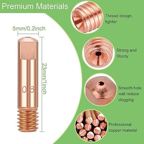 Embout de contact MB14 14AK, 10 embouts M6 MIG embout de contact pour torche de soudage 0,8 mm/0,030"Support d'embouts accessoires de pistolet pour torche de soudage MB14 14AK MIG/MAG