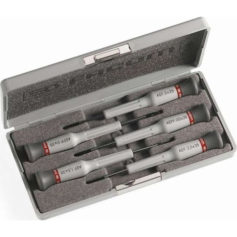 Set di 5 cacciaviti di precisione Microtech FACOM AEF.J1PB (4 a taglio + 1 a croce)