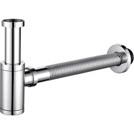 Laiton Siphon de Lavabo,Universel Siphon Design 45 x 40/50mm,Piège à Déchets avec Extensible Tube d'extension 120-225mm,Anti Odeur Anti-fuite (Modèle B Chromé) (1/5)