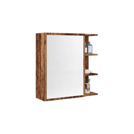 Armoire à miroir de salle de bain vieux bois 62,5x20,5x64 (1/5)