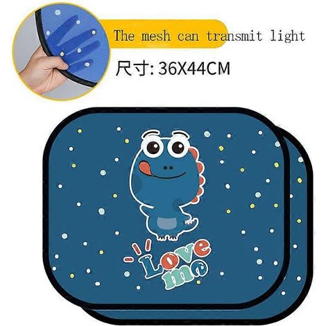 Lot de 2 pare-soleil de voiture avec protection UV, en maille, pour vitres de voiture, fixation électrostatique, accessoires extérieurs, motif dinosaure, rideaux pour enfants (1/5)