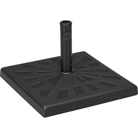 Pied de Parasol 19 kg en Polyrésine, Socle Parasol Extérieur Carré 51 cm pour Mâts de Ø 32/38/48 mm, Base de Parasol pour Jardin Patio Terrasse, Noir (1/5)