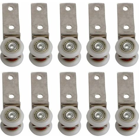 10 pack 1,9 cm Coude de conduit en métal Roulement Bloc de poulie avec deux Plastique de roue pour porte coulissante fenêtre Cabinet (1/4)