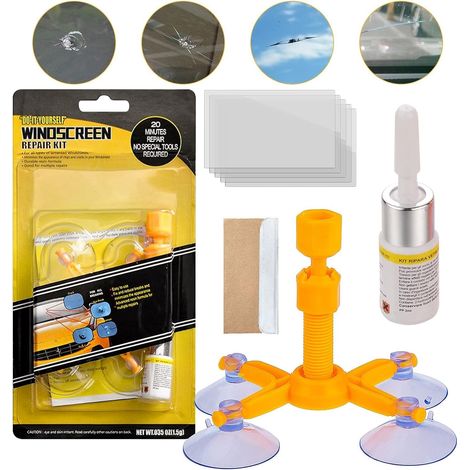 Kit de réparation de pare-brise, kit de réparation de fissures de pare-brise de voiture, utilisé pour réparer les fissures/rayures/impacts/éclats sur le pare-brise de voiture (1/5)