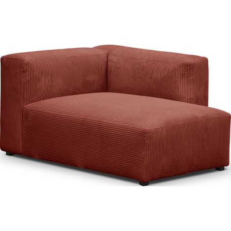 Méridienne d'angle à droite modulable en velours côtelé rouille - Modulo (1/4)