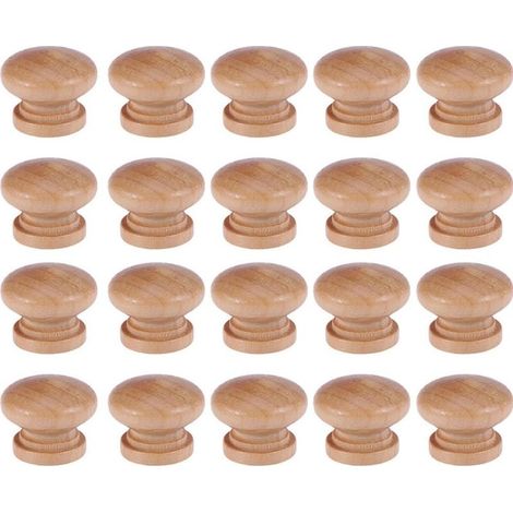 Lot de 20 boutons de tiroir en bois en forme de champignon avec vis – Boutons élégants pour meubles et tiroirs, 3,5 cm (1/5)