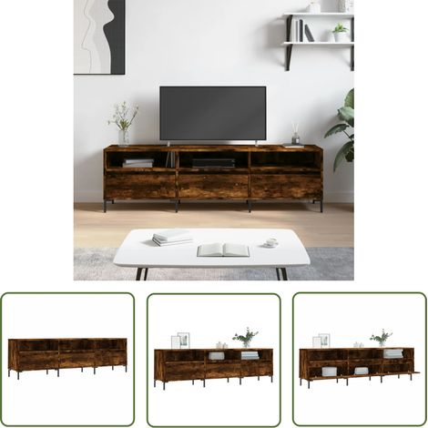 The Living Store TV-Schrank Räuchereiche 150x30x44,5 cm Holzwerkstoff - TV Schrank - Fernsehtisch - Regal - Wohnzimmer Möbel - Holzmöbel (1/5)