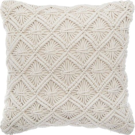 Coussin Déhoussable "Macram" 40x40cm Beige (1/5)