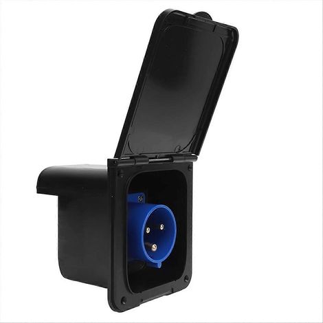 Prise d'alimentation encastrée étanche 3 broches 32 A pour camping-car, caravane et VR (noire) (1/5)