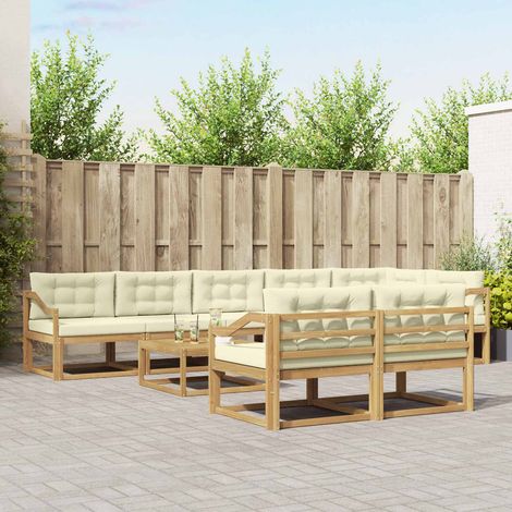 vidaXL Outdoor-Sofagarnitur 9 pcs Weiß und Creme 79 x 79 x 37 cm (1/5)