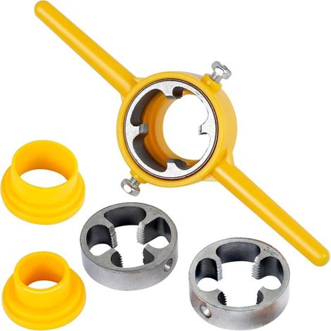PVC NPT Pipe Die Set, Round Die Set, Thread Maker Tool, Plumbing Threader, Manual Hand Tool, 1/2 inch, 3/4 inch, 1 inch (1/5)