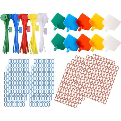 250 Pièces Etiquette Cable Electrique Colorées en 6 Pouces Attaches pour Marqueurs de Câble avec 384 étiquettes, Nylon Câble Zip Liens étiquettes Marqueur Verrouillage Automatique (1/5)