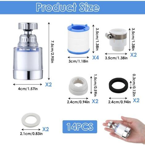 Purificateur d'eau pour robinet en deux parties, filtre anti-calcaire, eau du robinet purifiée de haute qualité, élimine le chlore et les métaux lourds, installation facile et rapide, design transpare (1/3)