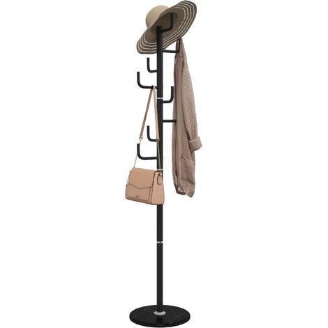 Práctico perchero de pie 183 x 37 x 37 cm 8 ganchos estable moderno de hierro negro 020047603 (1/5)
