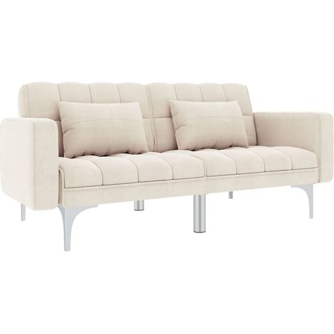 Schlafsofa Creme Stoff