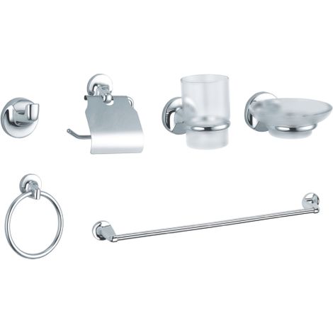 sA rie de salle de bains murale Tond Ensemble de 6 accessoires de meubles en mA tal chromA