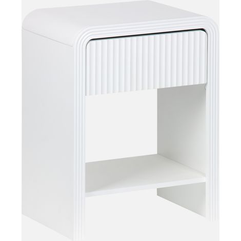 Comodino effetto legno scanalato 1 cassetto, 1 ripiano