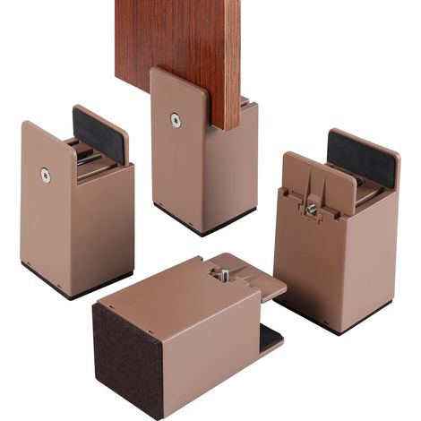Rehausseurs de lit et de Meubles réglables avec Pince à vis, 4Pcs rehausseurs de lit réglables de 10 cm, Heavy Duty Tables de canapé Rehausseurs de Chaise (1/4)