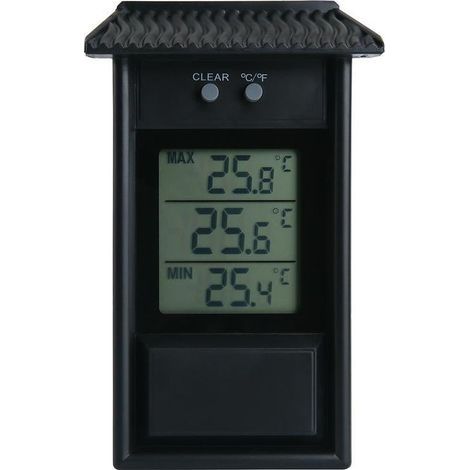 Thermomètre numérique doté de la fonction de mémorisation des températures minimale et maximale, de couleur noire, pour un contrôle précis de la température. (1/3)