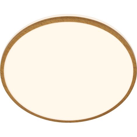 Plafonnier salle de bain avec lumière blanche chaude, IP44 protection contre les éclaboussures, 18W, 1850lm, plafonnier led, plafonnier cuisine, lustre wc, 33 x 6,6 cm, blanc-bois (1/5)