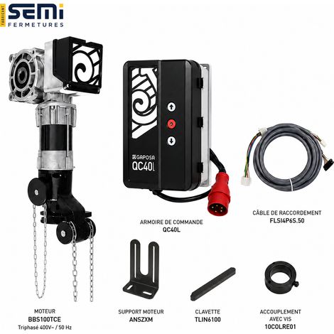 Moteur porte sectionnelle industrielle GAPOSA BBS70MCE 70 Nm monophasé 230 V – Kit complet
